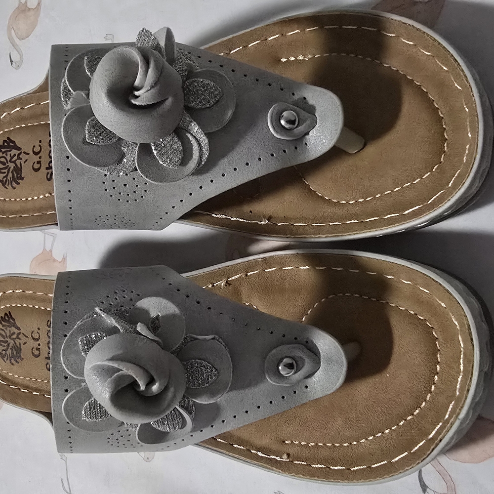 Gray Floral Women's Sandals